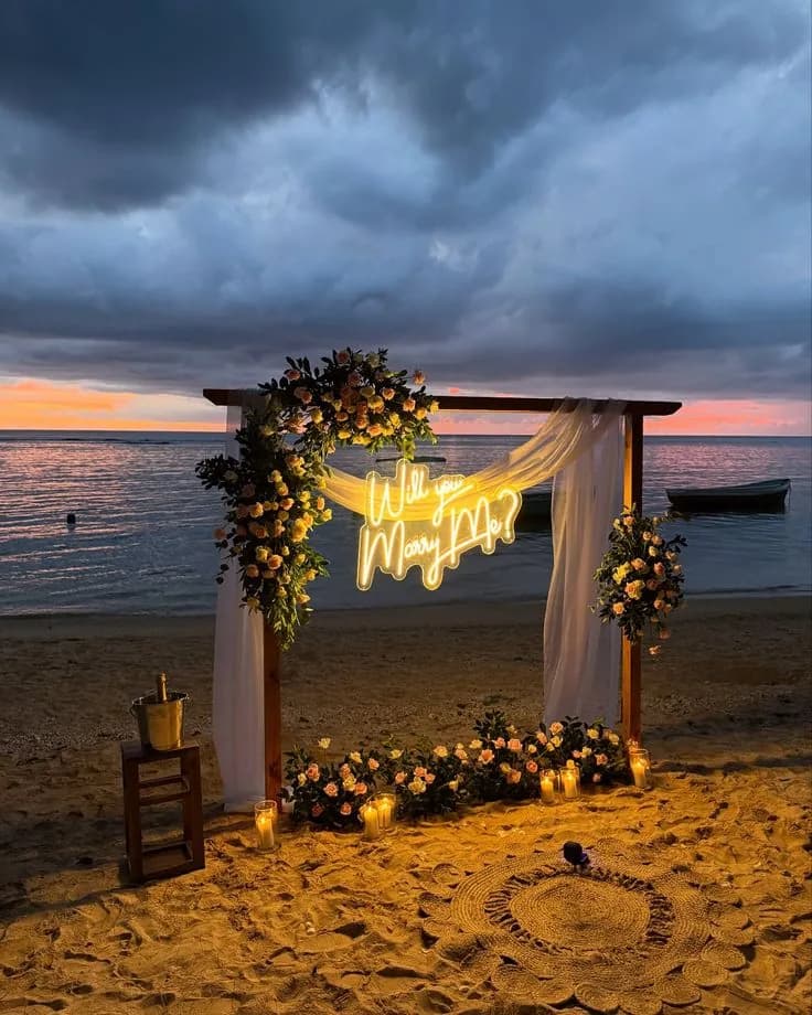 Detaj romantik propozimi me dekor të butë